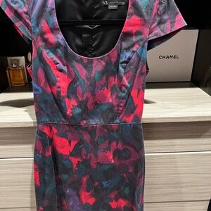 Armani Exchange Vibrant Pink and Blue Mini Dress